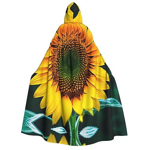 SamLng Kapuzenumhang mit Sonnenblumenmuster für Erwachsene – ideal für Cosplay, Weihnachten, Maskerade, Halloween, Ostern, Karnevalspartys von SamLng