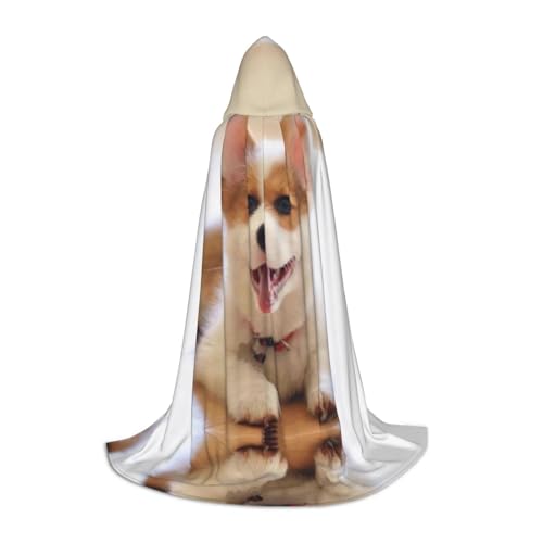 SamLng Niedlicher Corgi Kapuzenumhang für Jugendliche - Rollenspiel Kostüm Umhang - Perfekt für Weihnachten, Halloween, Karneval Party von SamLng