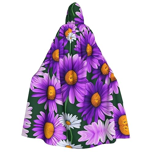 SamLng Purple Daisy Hooded Cloak for Adults - Ideal for Cosplay, Christmas, Maskerade, Halloween, Easter Carnival Parties von SamLng