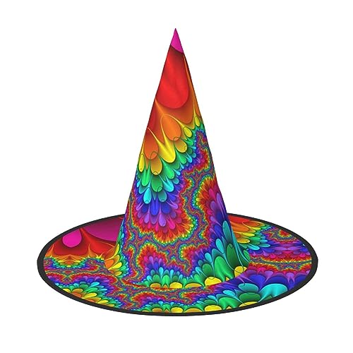 SamLng Rainbow Tie Dye Red Adult Halloween Hut - Vielseitiger Hexenhut Kostüm Zubehör für Partys, Maskerade, Cosplay & Dekorationen von SamLng