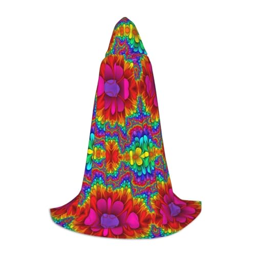 SamLng Regenbogen Tie Dye Rot Kapuzenumhang für Teenager - Rollenspiel Kostüm Umhang - Perfekt für Weihnachten, Halloween, Karneval Party von SamLng