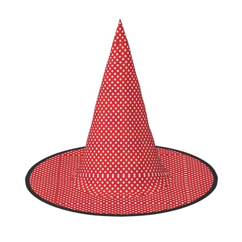 SamLng Rote und weiße Polka Dots Erwachsene Halloween Hut - Vielseitiger Hexenhut Kostüm Zubehör für Partys, Maskerade, Cosplay & Dekorationen von SamLng