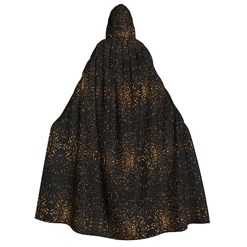 SamLng Schwarz-Gold-Tapete Kapuzenumhang für Erwachsene, Unisex, perfekt für Cosplay, Weihnachten, Halloween, Ostern, Karneval, Maskerade von SamLng