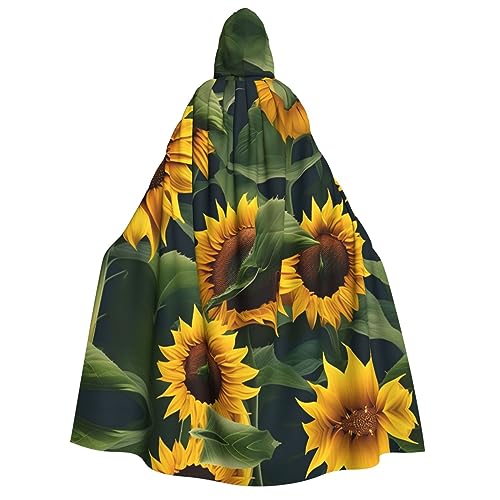 SamLng Sonnenblumen-Umhang mit Kapuze für Erwachsene – ideal für Cosplay, Weihnachten, Maskerade, Halloween, Ostern, Karnevalspartys von SamLng