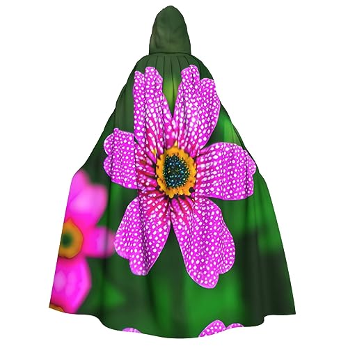 SamLng Umhang mit Kapuze für Erwachsene, gepunktet, rosa Blume, ideal für Cosplay, Weihnachten, Maskerade, Halloween, Ostern, Karnevalspartys von SamLng