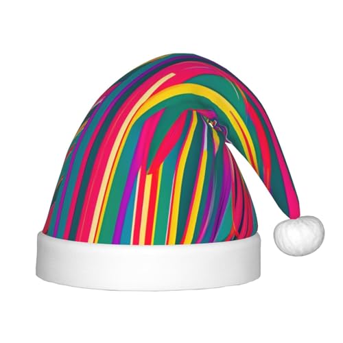 SamLng Weihnachtsmütze mit Regenbogen-Linien, warme Weihnachtsmütze, perfekt für Weihnachten, Neujahrsparty, Festival, idealer Kopfschmuck für Kinder von 4–12 Jahren von SamLng