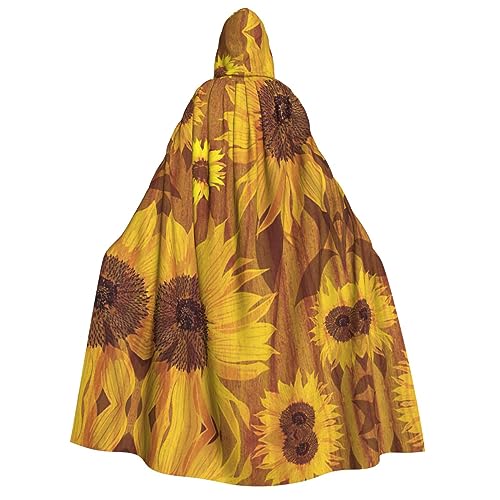 SamLng Wunderschöner Sonnenblumen-Umhang mit Kapuze für Erwachsene, ideal für Cosplay, Weihnachten, Maskerade, Halloween, Ostern, Karnevalspartys von SamLng