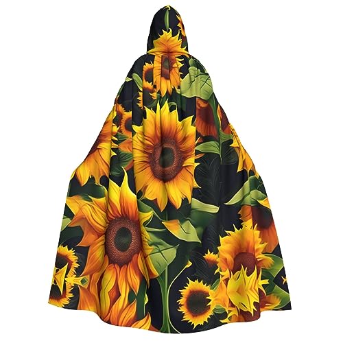 SamLng Wunderschöner Sonnenblumen-Umhang mit Kapuze für Erwachsene, ideal für Cosplay, Weihnachten, Maskerade, Halloween, Ostern, Karnevalspartys von SamLng