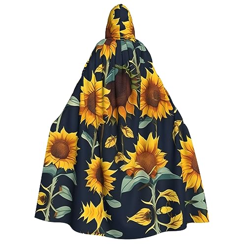 SamLng Wunderschöner Sonnenblumen-Umhang mit Kapuze für Erwachsene – ideal für Cosplay, Weihnachten, Maskerade, Halloween, Ostern, Karnevalspartys von SamLng