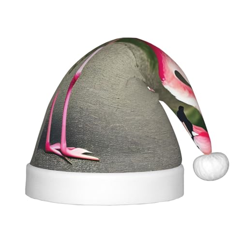 Weihnachtsmütze mit pinkem Flamingo-Motiv, warme Weihnachtsmütze, perfekt für Weihnachten, Neujahrsparty, Festival, idealer Kopfschmuck für Kinder von 4–12 Jahren von SamLng