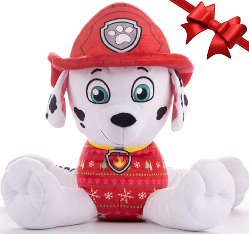 Paw Patrol Marshall Weihnachtsplüschtier, 50 cm, Rot-Weiß mit Feuerwehrmütze von Sambro