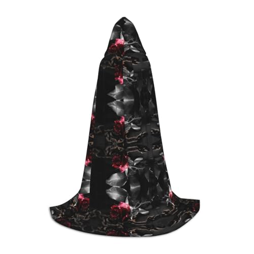 Samlng Gothic Black Roses Hooded Cloak - Ideal For Jedi, Wizard, And Magician-Themed Parties, Maskerade, Halloween, Easter, Carnival von Samlng