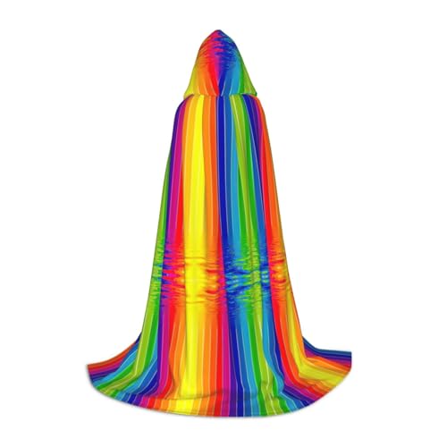 Samlng Regenbogen-gestreifter Kapuzenumhang – ideal für Jedi-, Zauberer- und Magier-Mottopartys, Maskeraden, Halloween, Ostern, Karneval von Samlng