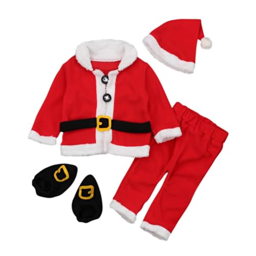 Samorukfor Weihnachten Cosplay Baby MäDchen Kleidung Anzug Rot Neugeborenes Samt Baby Kleidung Hut + Tops + Hose + Socken Outfit KostüMe 80 von Samorukfor