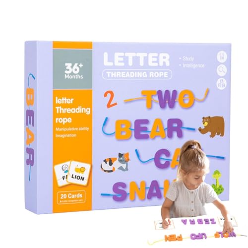 Samuliy Alphabet-Rechtschreib-Lernspielzeug, Alphabet-Schnürbuchstaben - Bunte Buchstaben Perlenspielzeug - Kleinbuchstaben des Alphabets, englische Wörter, Lernspielzeug für Kinderspielzimmer von Samuliy