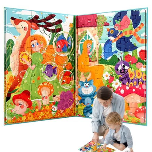 Samuliy Buch mit magnetischen Puzzles für Kinder, magnetische Puzzles für Kleinkinder,Magnetisches Puzzlespiel für - Magnetisches Puzzle-Brettbuch, kreatives Kinder-Magnet-Puzzle für Zuhause, Auto, von Samuliy