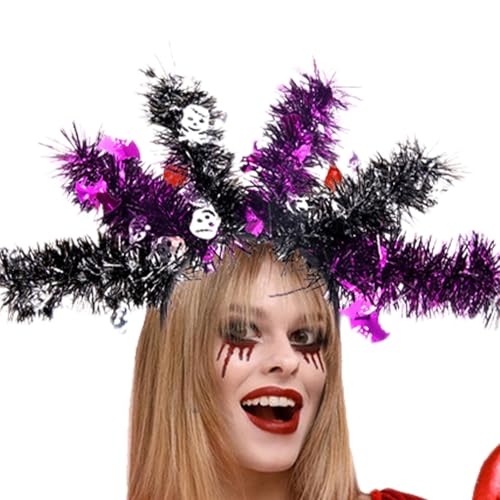 Samuliy Halloween-Stirnband,Halloween- -Stirnbänder - -Geist-Fledermaus-Skelett, bunte Wollstreifen, Halloween-Haarbänder,Halloween-Accessoires für Erwachsene, Halloween-Kopfbedeckung, von Samuliy