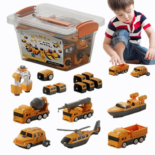 Samuliy Kinderspielfahrzeuge, zusammengebautes Spielzeugauto | Magnetisches, verwandelndes Spielzeugfahrzeug für Kinder | Aufbewahrungsbox inklusive Sammelfiguren -Blöcke für Kindergarten, von Samuliy
