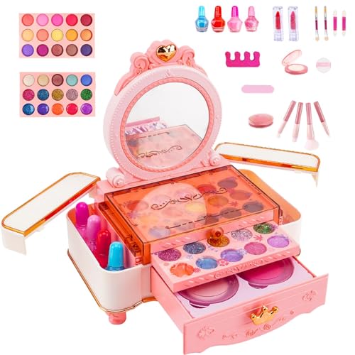 Samuliy Make-up-Set für kleine Mädchen, Kinder-Make-up-Set für Mädchen,Echt waschbares Make-up-Set | Mädchen-Prinzessinnen-Spielset, Kosmetik-Set für Kinder und Kleinkinder, Weihnachten, von Samuliy