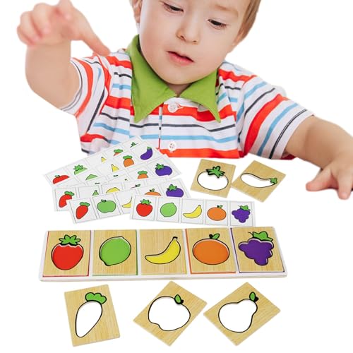 Samuliy Obst- und Gemüsepuzzle,Obst- und Gemüsepuzzle für Kinder,Lern-Gemüse-Matching-Puzzle | Pädagogische Holzbrettspiele Obst und Gemüse passend für Kinder ab 3 Jahren von Samuliy