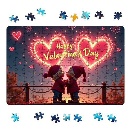 Samuliy Puzzle Valentinstag, Valentinstag-Puzzle | Lustiges zusammengebautes Puzzle | Family Night Brain Teaser Puzzle, Set mit 130 romantischen Puzzles für Erwachsene, farbenfrohes Lernpuzzle von Samuliy