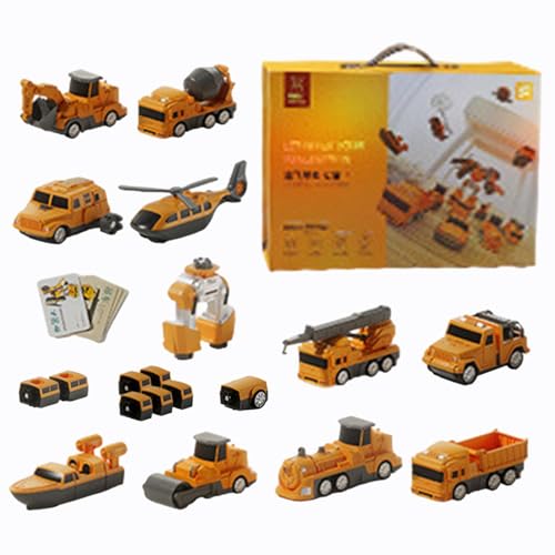 Samuliy Spielfahrzeug-Set, Spielzeug mit verwandelnden Fahrzeugen,Zusammengebaute, verwandelnde magnetische Spielzeugautos für Kinder | Aufbewahrungsbox inklusive Sammelfiguren -Blöcke für von Samuliy