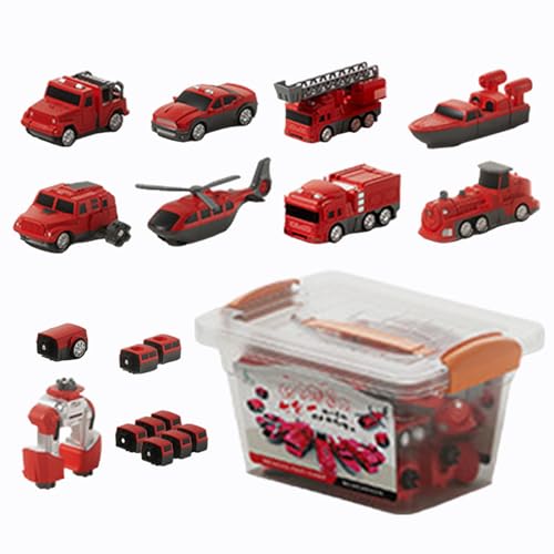 Samuliy Spielfahrzeug-Set, Spielzeug mit verwandelnden Fahrzeugen | Magnetisches, verwandelndes Spielzeugfahrzeug für Kinder | Aufbewahrungsbox inklusive Sammelfiguren -Blöcke für Kindergarten, von Samuliy