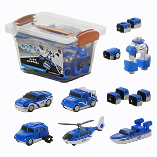 Samuliy Spielzeug zum Verwandeln von Fahrzeugen, Spielzeugauto zum Verwandeln,Magnetisches, verwandelndes Spielzeugfahrzeug für Kinder | Aufbewahrungsbox inklusive Sammelfiguren -Blöcke für von Samuliy