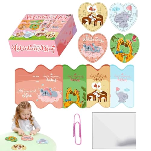 Samuliy Valentinstag-Puzzle-Spielzeug in Herzform, Valentinstag-Puzzle-Spielzeug für Kinder,Puzzle-Herzform-Cartoon-Spielzeug zum Valentinstag - Frühpädagogisches Puzzle für Eltern-Kind-Interaktion von Samuliy