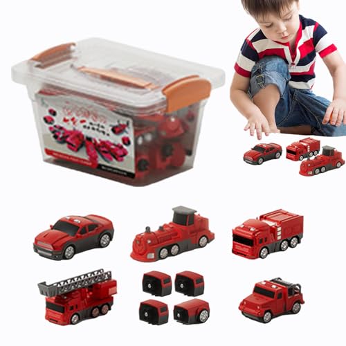 Samuliy Zusammengebautes Spielzeugauto, Spielfahrzeug-Set | Zusammengebaute, verwandelnde magnetische Spielzeugautos für Kinder - Aufbewahrungsbox inklusive Sammelfiguren -Blöcke für Kindergarten, von Samuliy