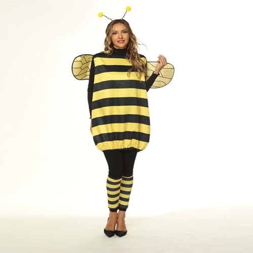 Bienen Flügel Damen, Bienen Kostüm Für Erwachsene Unisex 3-Teiliges Hummel Kostüm Damen Set Mit Flügeln Und Haarreif Lustig Tier Cosplay Faschingskostüm Damen Für Karneval Party Kostüm Lustige Kostüme von Sanaryun