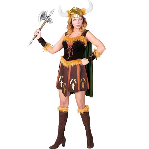 W WIDMANN MILANO Party Fashion - Kostüm Viking, Kleid mit Umhang, Armstulpen und Helm, Wikingerin, Mottoparty, Karneval von W WIDMANN MILANO Party Fashion