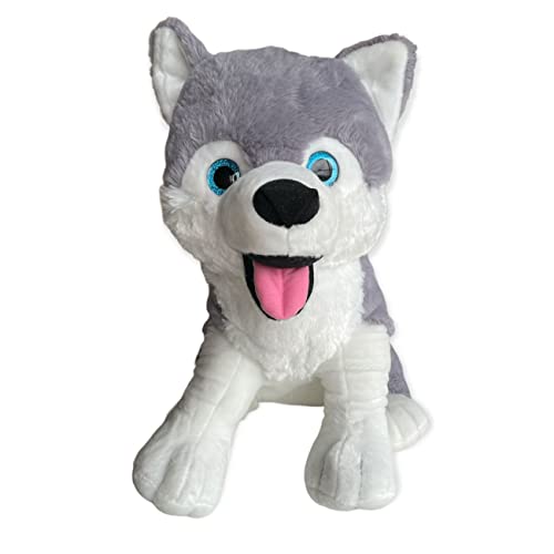 Sandy Plüschtier Rudy Le Husky, Hellgrau, 52 cm, Sitzposition, angenehme und weiche Haptik, 100 % Polyester, Plüsch XL von Sandy