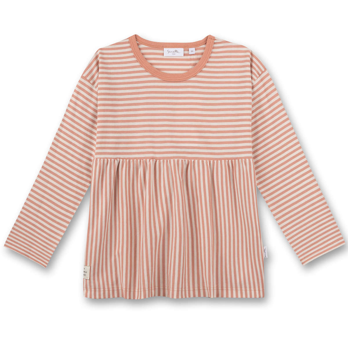 Sanetta Pure - Baby Langarmshirt apricot gestreift 74 von Sanetta Pure