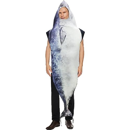 Sanfly Halloween Fischkostüm Für Erwachsene Meerestierkostüm Lustiges -Outfit Koholes Halloween Cosplay Novetly Fish Jumpsuit von Sanfly
