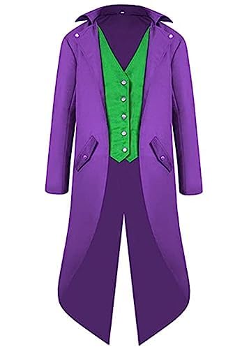 Halloween kostüme kinder Frack Jacke Steampunk,Mittelalter Viktorianischer Gothic Vampir Mantel, Faschingskostüme kinder Karneval kostüme for Party Cosplay(Violett,M) von Sangdut