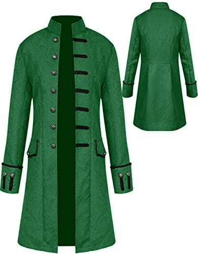 Sangdut Herren Mittelalter Steampunk Halloween Kostüme Männlich Gothic Frock Mantel Viktorianische Hofuniform Renaissance Bottom Vintage Erwachsene Festival Cosplay Frack (Grün, XXL) von Sangdut