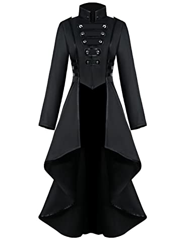 Vintage Steampunk Jacke Halloween Kostüme für Frauen Frauen Frauen Mittelalter Gothic Renaissance Kleidung Damen Frack Unregelmäßiger Saum Outfits Erwachsene Retro Viktorianischen Piraten Vampir von Sangdut