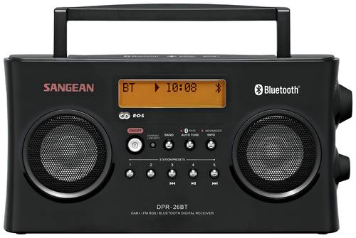 Sangean DPR-26 BT Kofferradio DAB+, UKW AUX, Bluetooth® Akku-Ladefunktion Schwarz von Sangean