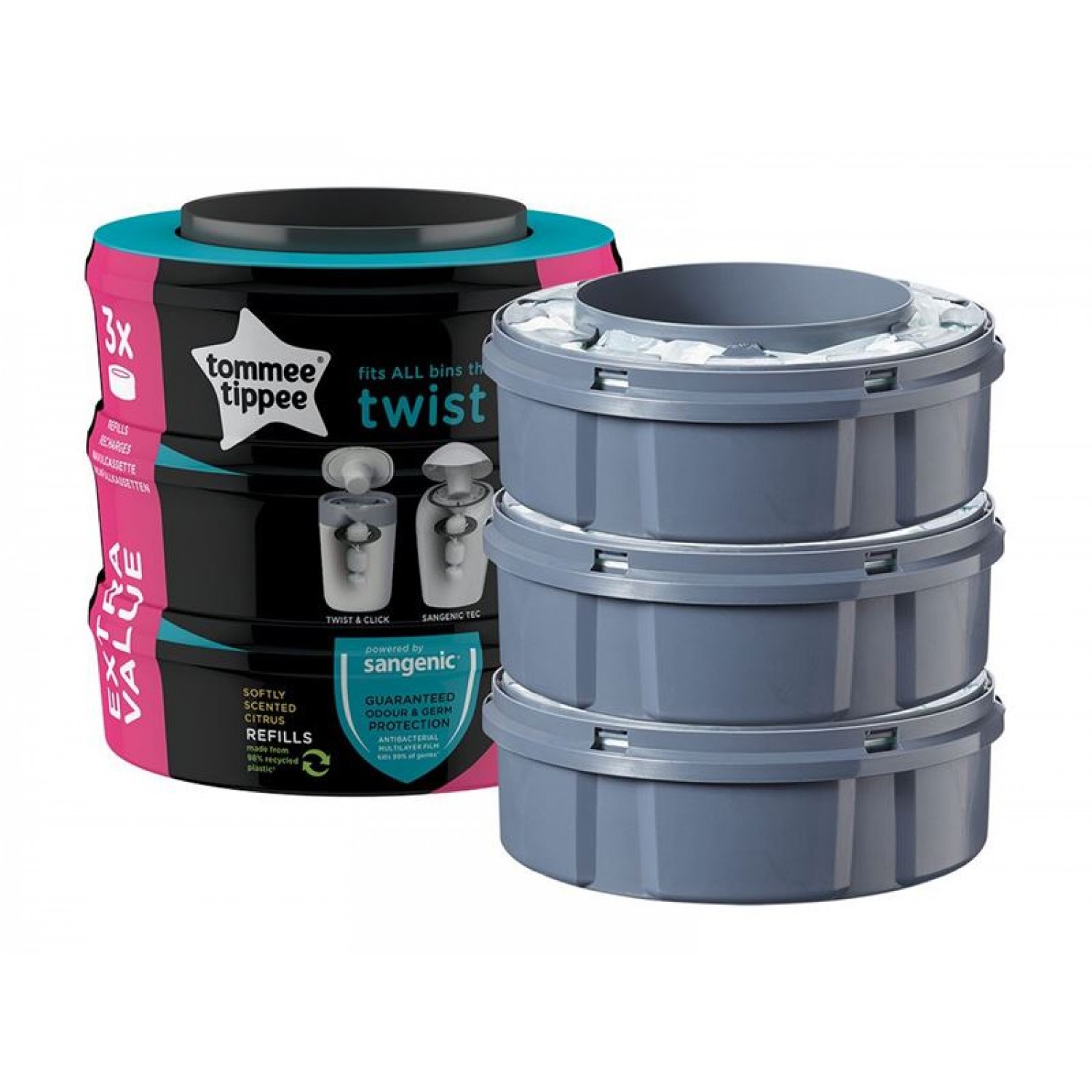 Multipack Pack 3 Sangenic Tec Universal Refills und Tommee Tippee Twist Click von Sangenic