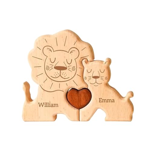 Personalisiertes Holzkunstpuzzle der mit 1-8 Namen, Holz Tier Skulpturen Desktop Ornament, Geschenk für Familie Bürodekoration, Geburtstag, Jubiläum für (d) von Sangkoo