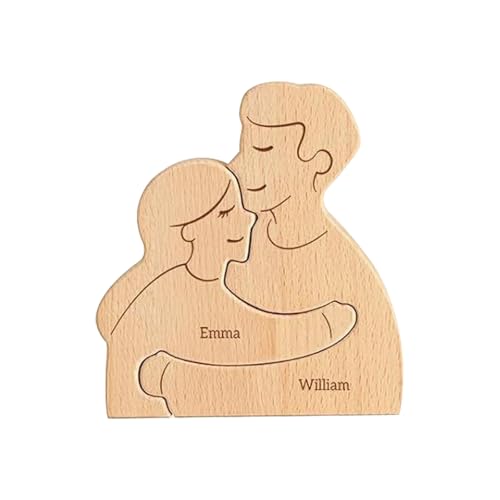 Personalisiertes Holzkunstpuzzle der mit 1-8 Namen, Holz Tier Skulpturen Desktop Ornament, Geschenk für Familie Bürodekoration, Geburtstag, Jubiläum für (h) von Sangkoo