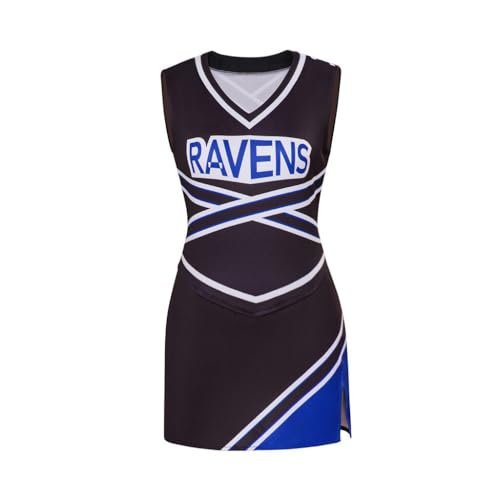 One Tree Hill Cheerleader-Uniform für Damen, Tank-Top, Mädchen, Rock, High School-Kostüm, Cheerleading-Kostüm, Schwarz, 3XL von Saniplaycos