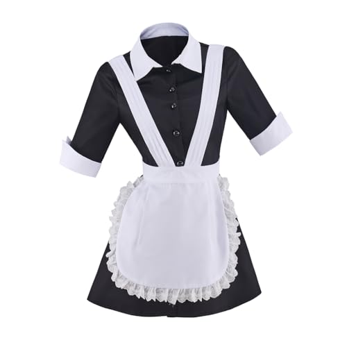 Saniplaycos Damen Horrorshow Magenta Kostüm Dienstmädchen Schürze Kostüm Kellnerin Kleid Klassische Filmoutfits für Halloween (L) von Saniplaycos