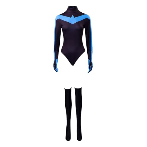 Saniplaycos Schwarz-blaues Superhelden-Cosplay-Kostüm, Bodysuit, Jumpsuit, Halloween-Kostüm für Damen, Größe XL Saniplaycos Schwarz-blaues Superhelden-Cosplay-Kostüm, Bodysuit, Jumpsuit, Halloween-Kostüm für Damen, Größe XL von Saniplaycos