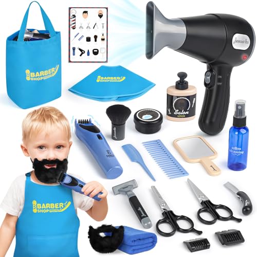 Hairdressing Set Children's Girls Toy with Hair Dryer Curling Iron Comb Mirror Apron and Hair Styling Accessories Hairdressing for Boy Kids von Sanlebi