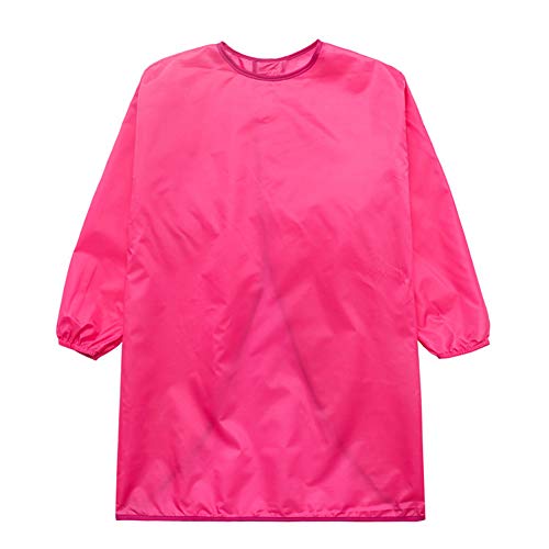 Malschürze Kinder Malkittel Schürze Bastelschürze Bastelkittel Langarm mit Klettverschluss (Rosa rot, Large) von Sanmum