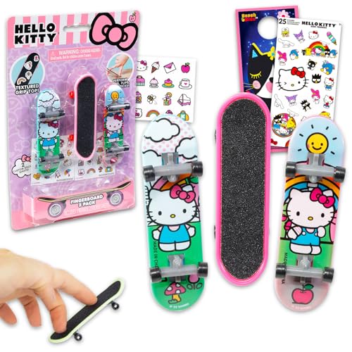 Hello Kitty Griffbrett-Spielzeug-Set – 3-teiliges Set mit Hello Kitty Finger-Skateboard für Kinder, Hello Kitty Aufkleber und mehr, Hello Kitty Partyzubehör von Sanrio