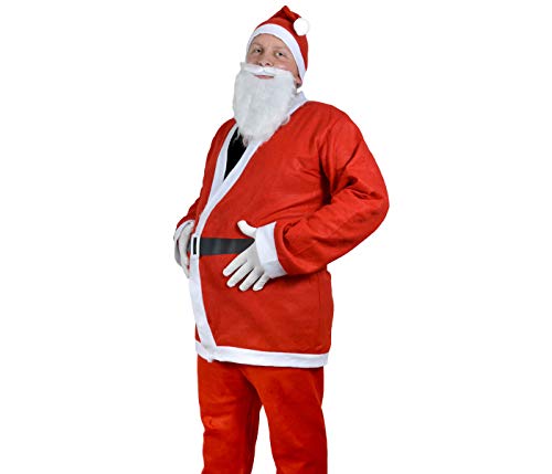 Santa Magix Weihnachtsmannkostüm 6-teiliges Set Weihnachtsmann Nikolaus Kostüm traditionell komplett mit Mütze Oberteil Hose Bart Gürtel weiße Handschuhe WM-74 von Santa Magix