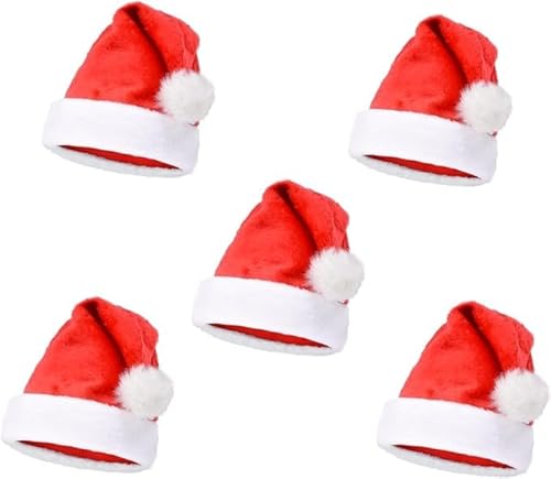 Santa Magix Weihnachtsmütze Plüsch Nikolausmütze Santa Hat (wm-91) Weihnachtsmannmütze mit Bommel, liebevolles Design (5 Stück) von Santa Magix